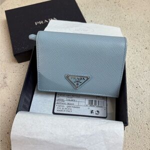 Prada Sky Blue Saffiano Leather Wallet